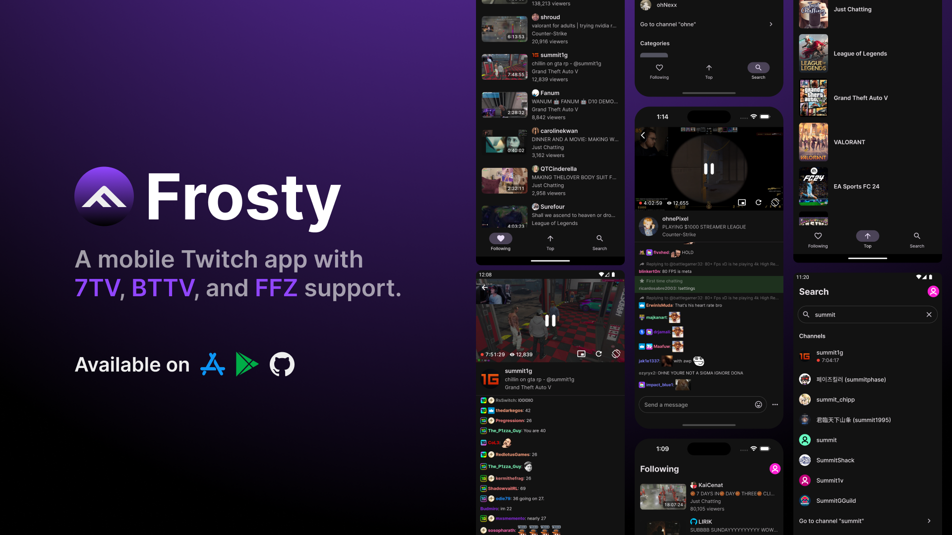 Mobile Twitch App With 7Tv, Bttv, And Ffz Support | Frosty For Twitch